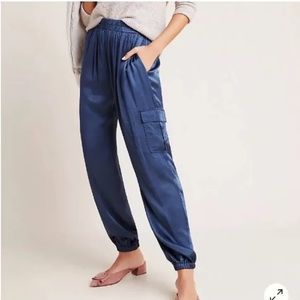 Anthropologie Satin Cargo Pants